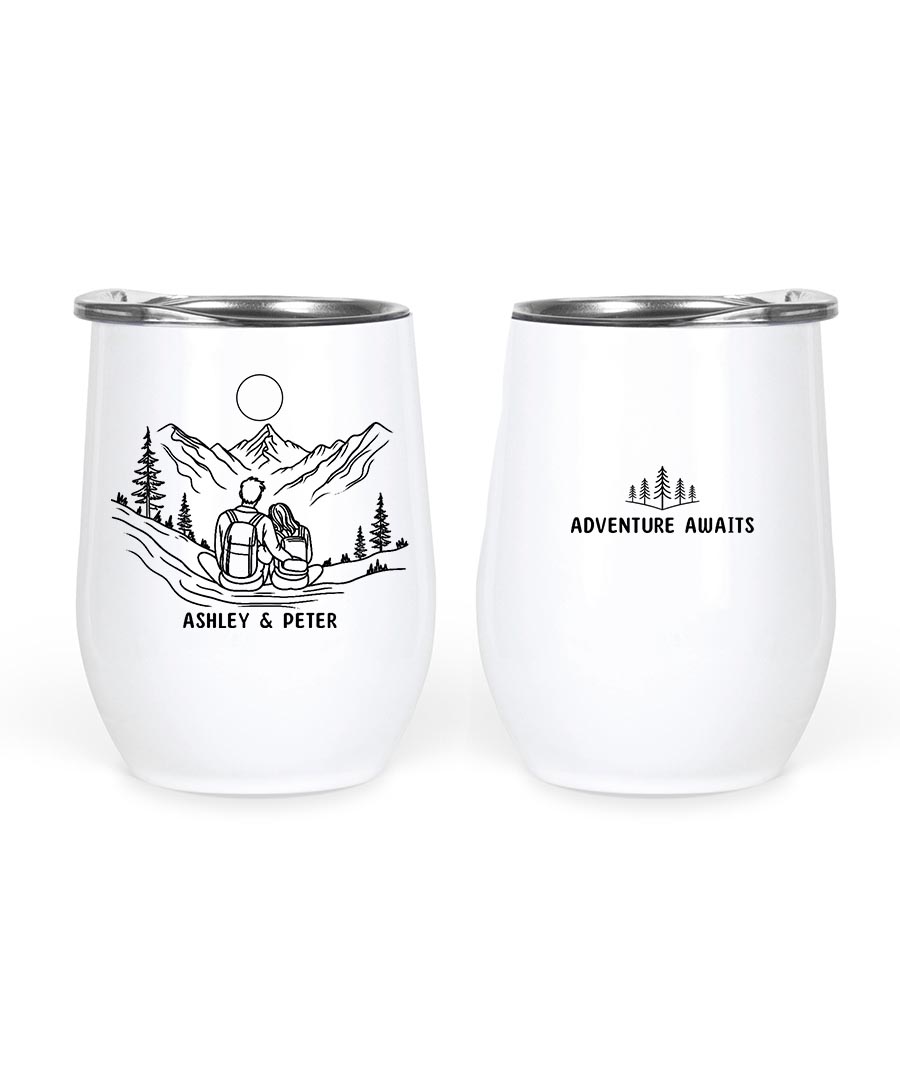 Wildtify Hiking Couple Sitting On Mountain Adventure Awaits Customized Mug