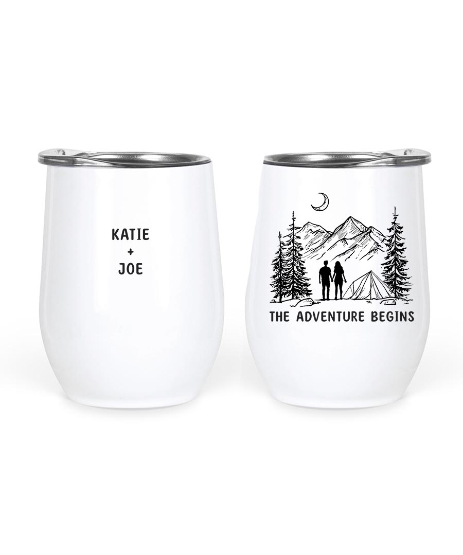Wildtify Hiking Couple On Mountain The Adventure Begins Customized Mug