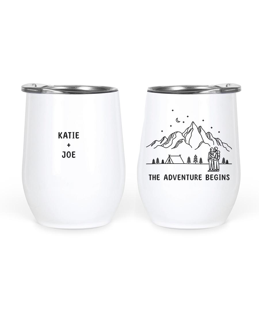 Wildtify Hiking Couple In Night On Mountain The Adventure Begins Personalized Mug