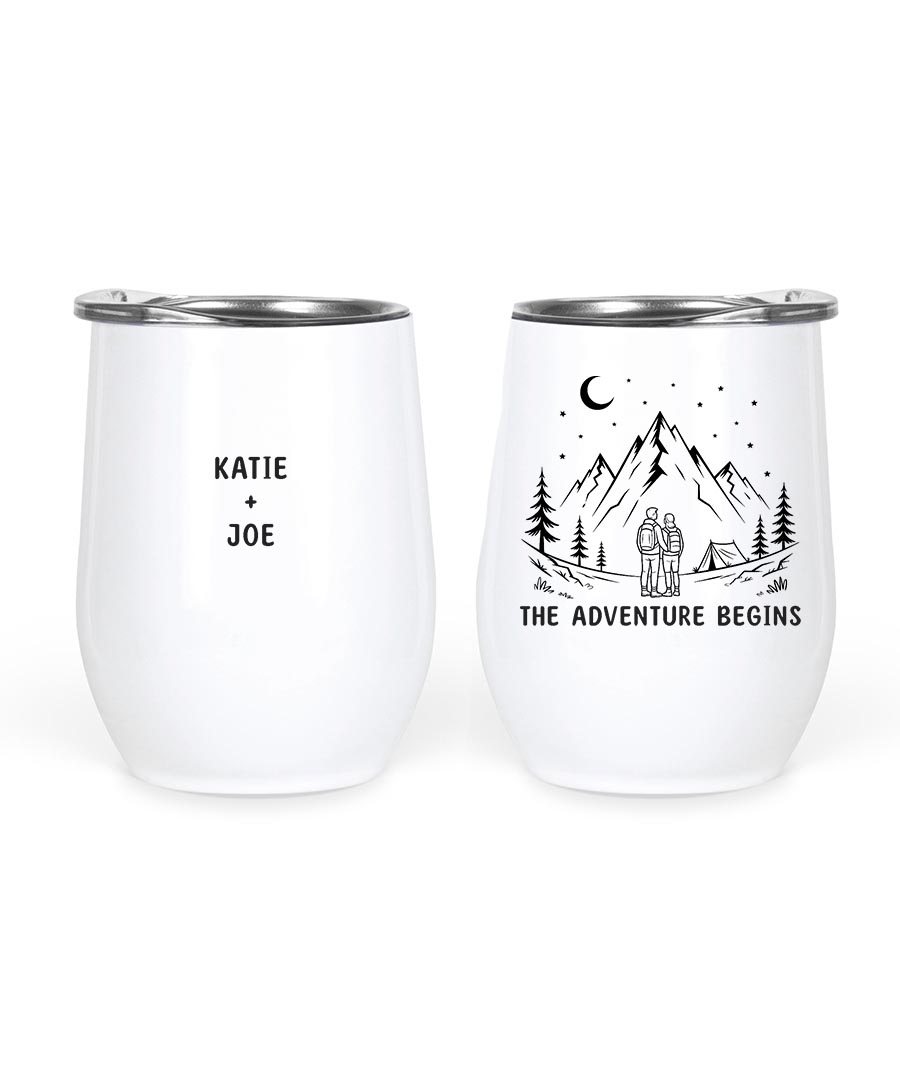 Wildtify Hiking Couple The Adventure Begins On Mountain Personalized Mug