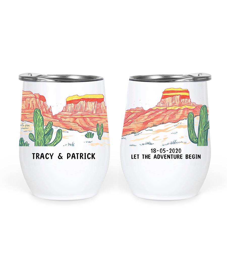 Wildtify Personalized Cactus Desert Adventure Couple Hiking Mug