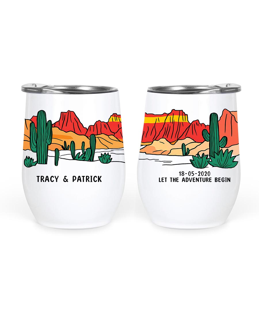 Wildtify Customized Cactus Desert Adventure Couple Hiking Mug