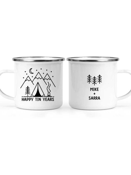 Wildtify Hiking Tent Campfire In Mountain Night Customized Mug