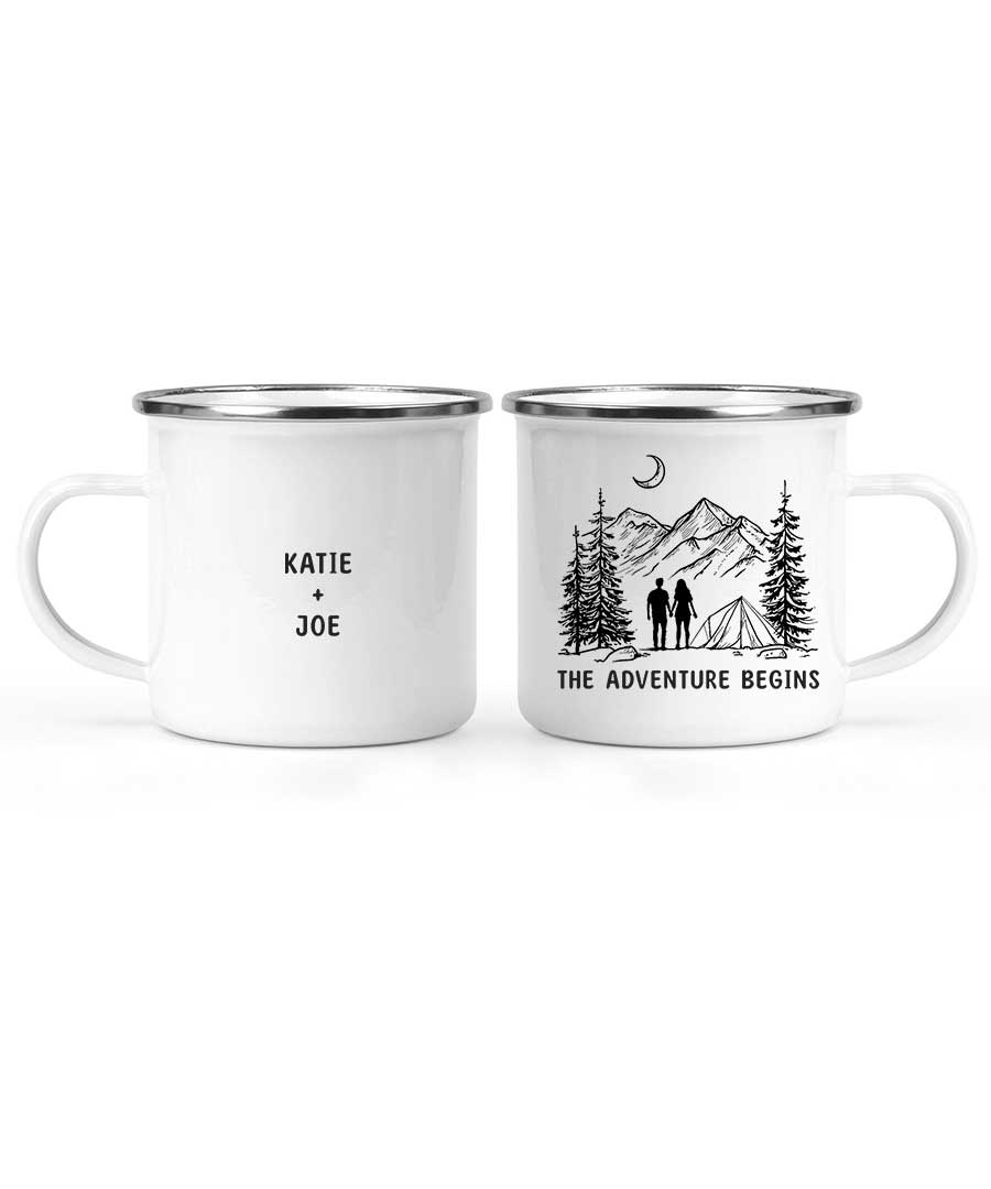 Wildtify Hiking Couple On Mountain The Adventure Begins Customized Mug