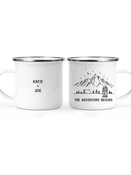 Wildtify Hiking Couple In Night On Mountain The Adventure Begins Personalized Mug
