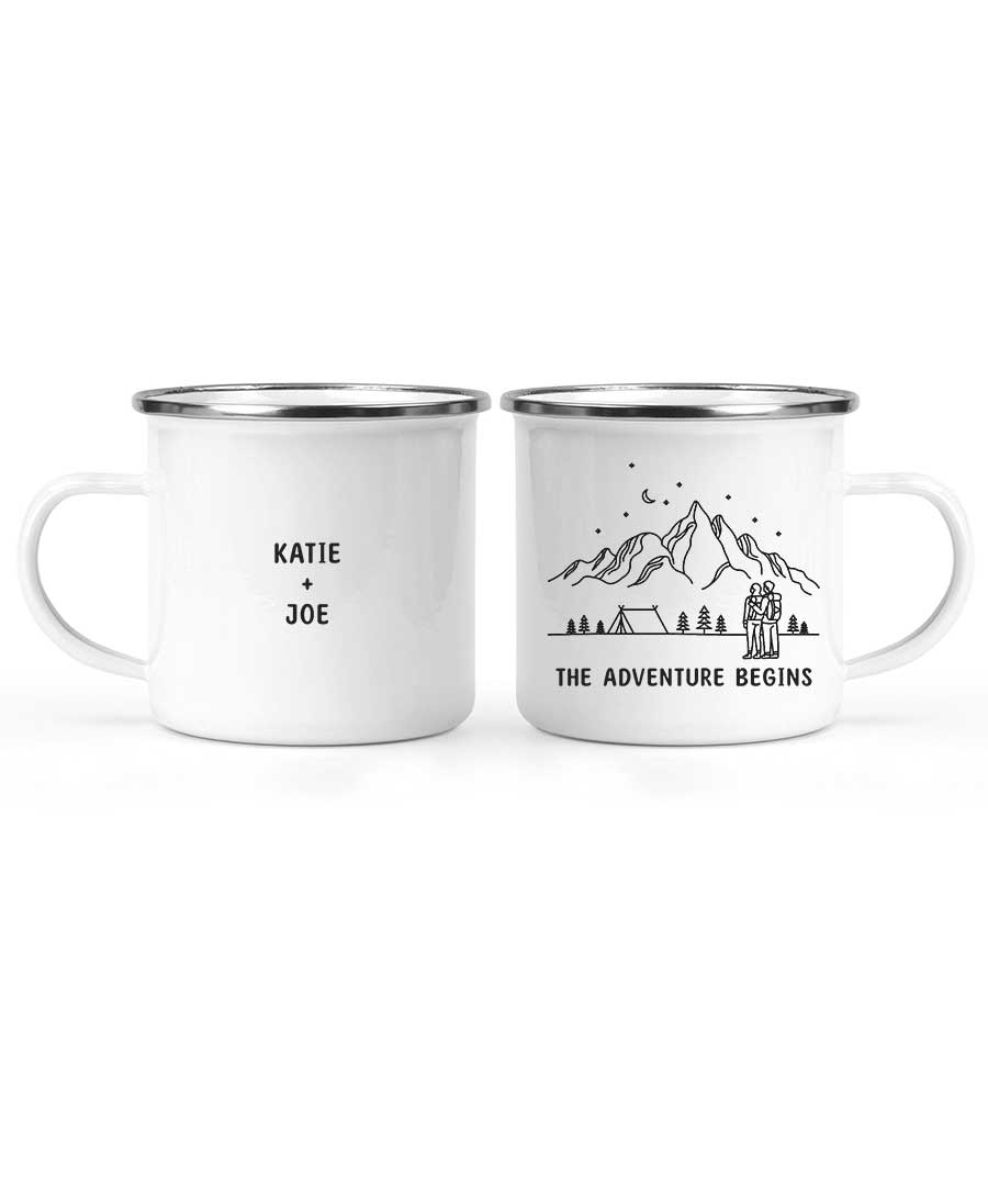Wildtify Hiking Couple In Night On Mountain The Adventure Begins Personalized Mug