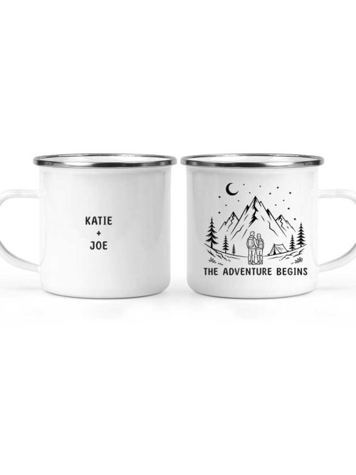 Wildtify Hiking Couple The Adventure Begins On Mountain Personalized Mug