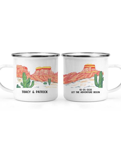 Wildtify Personalized Cactus Desert Adventure Couple Hiking Mug