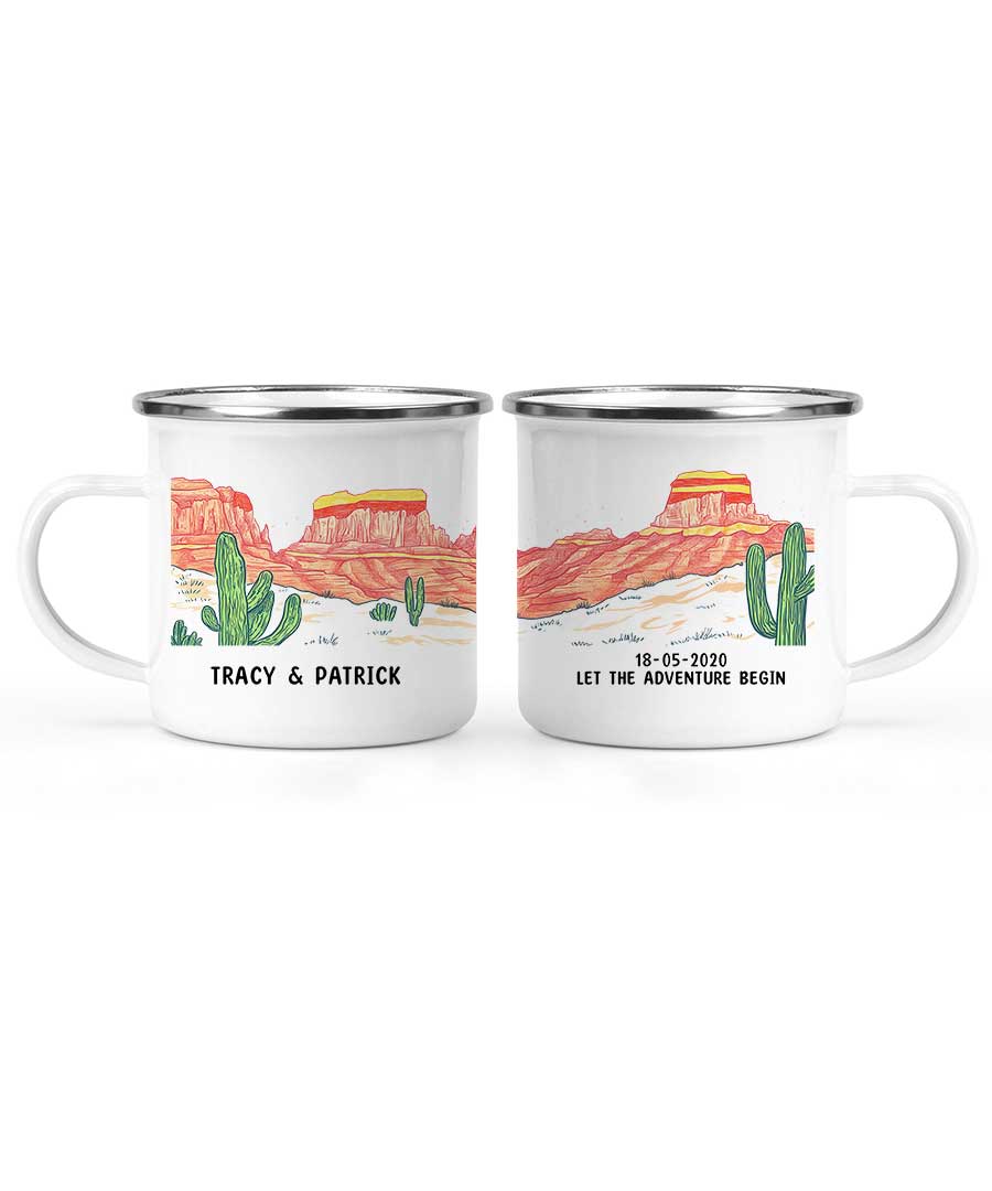 Wildtify Personalized Cactus Desert Adventure Couple Hiking Mug