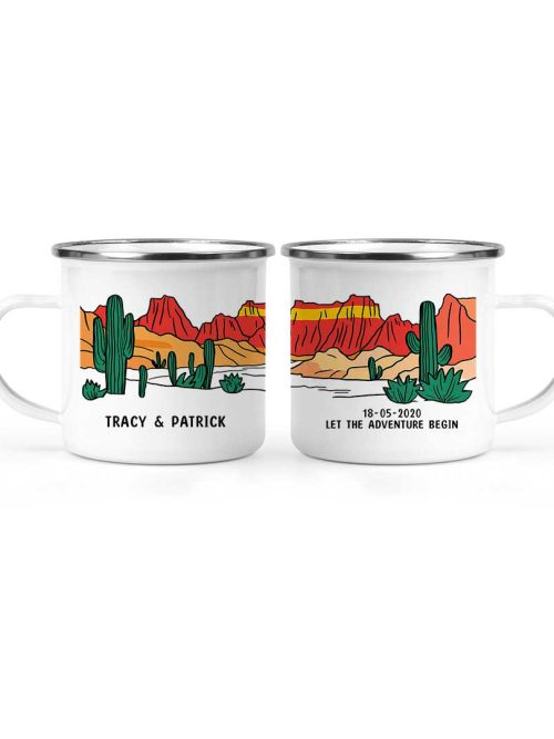 Wildtify Customized Cactus Desert Adventure Couple Hiking Mug