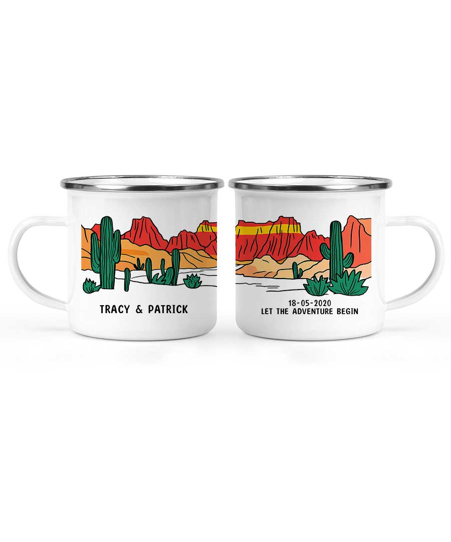 Wildtify Customized Cactus Desert Adventure Couple Hiking Mug