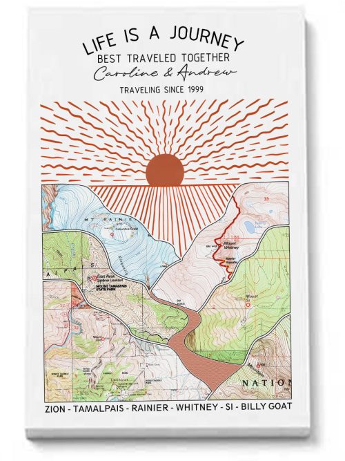 Wildtify Personalized Hiking Map Sunshine Wall Art Custom Travel Adventure