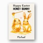 Adorable Honey Theme Bunny Card Cute Golden Holiday Editable Botanical Gift Card