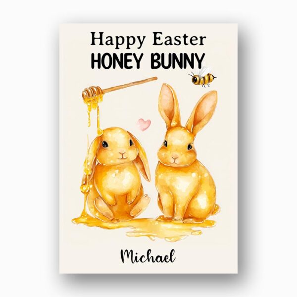 Adorable Honey Theme Bunny Card Cute Golden Holiday Editable Botanical Gift Card