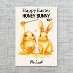 Adorable Honey Theme Bunny Card Cute Golden Holiday Editable Botanical Gift Card