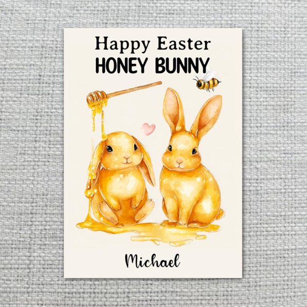 Adorable Honey Theme Bunny Card Cute Golden Holiday Editable Botanical Gift Card