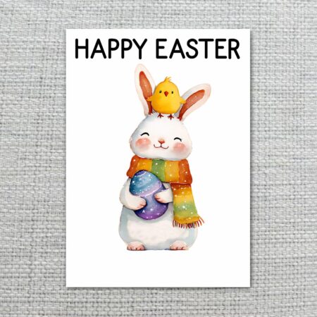 AdorableScarfedBunnyTinyChickCardPlayfulSpringHolidayGift2.jpg