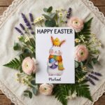 Adorable Scarfed Bunny Tiny Chick Card Playful Spring Holiday Gift Editable High Quality Stationery