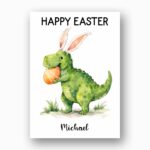 Adorable T Rex Holding Egg Card Creative Monster Easter Last Minute Digital Greeting