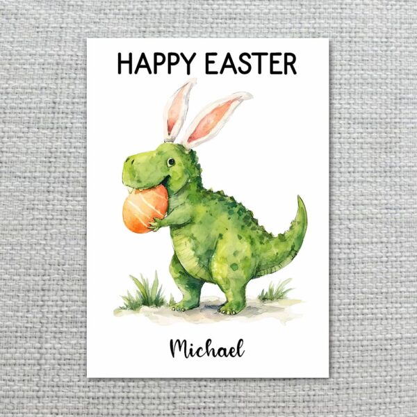 Adorable T Rex Holding Egg Card Creative Monster Easter Last Minute Digital Greeting