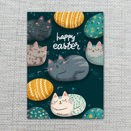 AestheticCatAndEggPatternHappyEasterCardDarkTealPet2.jpg