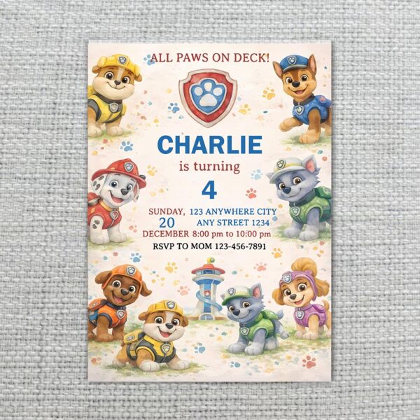 All Paws On Deck Paw Patrol Dogs Garden Grass Instant Access Editable Stationery