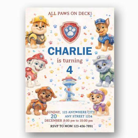 All Paws On Deck Paw Patrol Dogs Shield Custom Digital Greeting File
