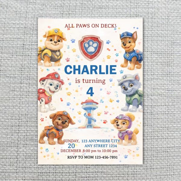 All Paws On Deck Paw Patrol Dogs Shield Custom Digital Greeting File