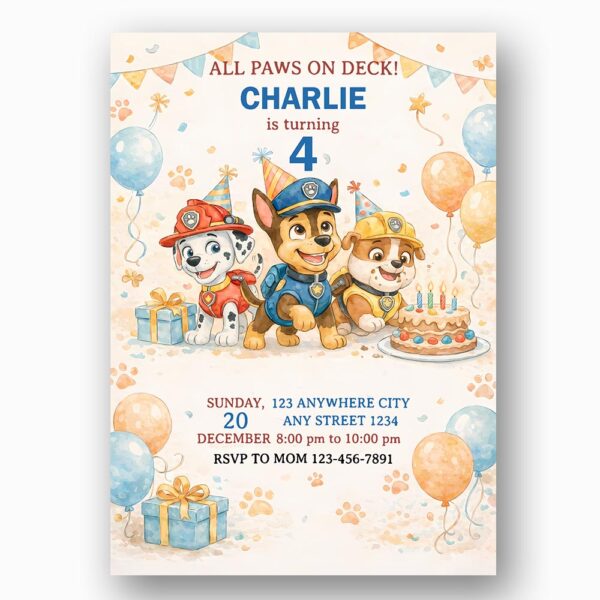 All Paws On Deck Paw Patrol Orange Yellow Balloons High Resolution Diy Card