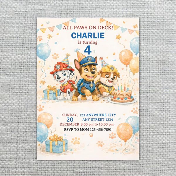 All Paws On Deck Paw Patrol Orange Yellow Balloons High Resolution Diy Card