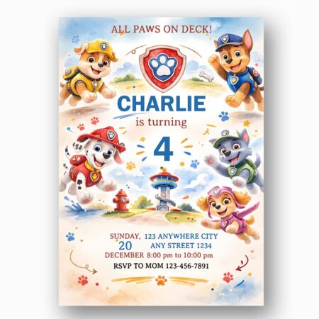 All Paws On Deck Paw Patrol Shield Characters Personalized Digital Stationery