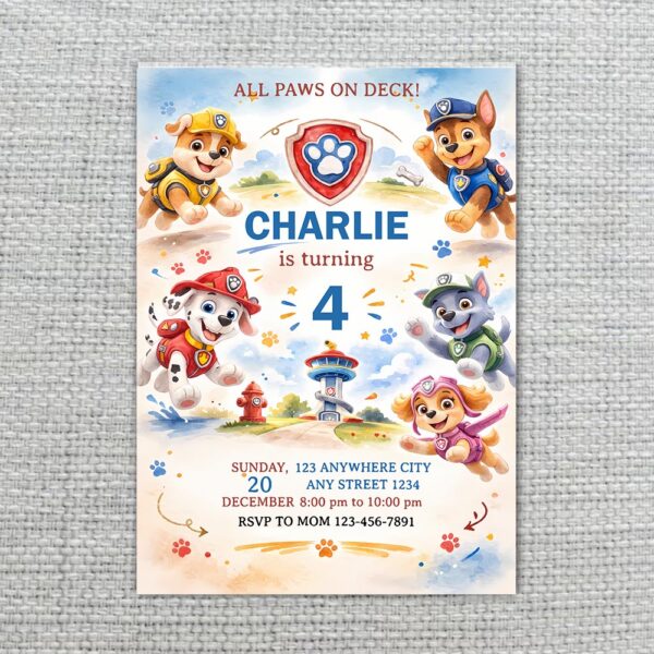 All Paws On Deck Paw Patrol Shield Characters Personalized Digital Stationery