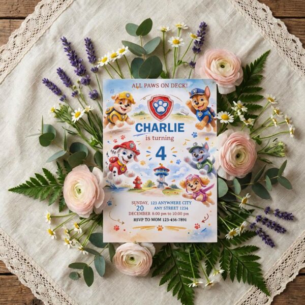 All Paws On Deck Paw Patrol Shield Characters Personalized Digital Stationery