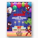 Amazing Friends Superheroes Balloons Cake Quick Download Greeting Card