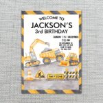 Birthday Construction Site Excavator Dump Truck Home Print Floral Card