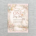 Birthday Silly Goose Gingham Wreath Floral Digital File For Home Printing