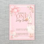 Birthday Silly Goose Pink Frame Cake Balloons Digital File For Home Printing