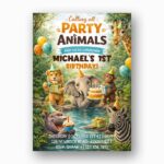Calling All Party Animals Lion Hippo Elephant Zebra Jungle Balloons Diy Watercolor Digital Card