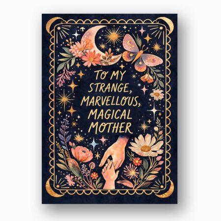 Celestial Motherhood Art Butterfly Flowers Magical Mother Downloadable Home Print Card