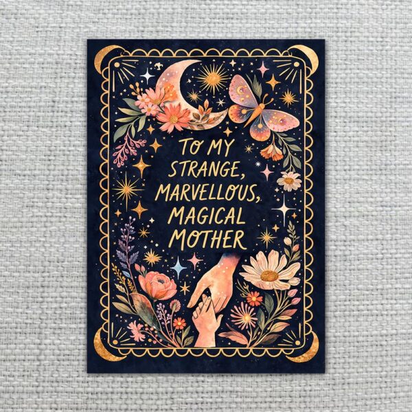 Celestial Motherhood Art Butterfly Flowers Magical Mother Downloadable Home Print Card