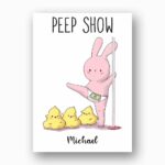 Cheeky Pink Bunny Peep Show Card Dirty Easter Joke for Friends Editable Home Printing File