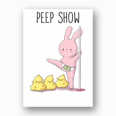 Cheeky Pink Bunny Peep Show Card Dirty Easter Joke for Friends Editable Home Printing File