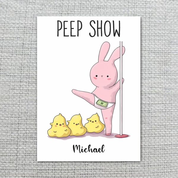 Cheeky Pink Bunny Peep Show Card Dirty Easter Joke for Friends Editable Home Printing File
