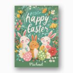 Classic Watercolor Bunny Flowers Traditional Spring Holiday Editable Home Printing File