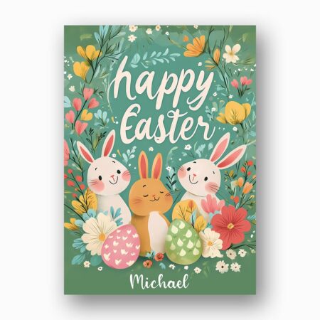 Classic Watercolor Bunny Flowers Traditional Spring Holiday Editable Home Printing File