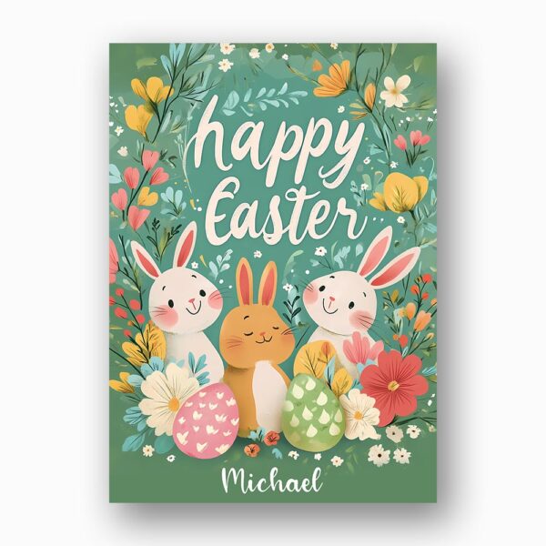 Classic Watercolor Bunny Flowers Traditional Spring Holiday Editable Home Printing File