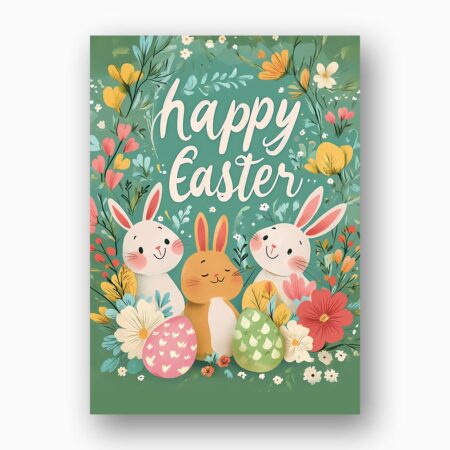 Classic Watercolor Bunny Flowers Traditional Spring Holiday Editable Home Printing File