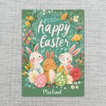 Classic Watercolor Bunny Flowers Traditional Spring Holiday Editable Home Printing File