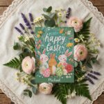 Classic Watercolor Bunny Flowers Traditional Spring Holiday Editable Home Printing File