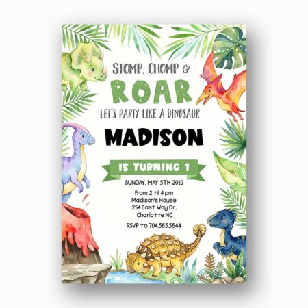 Clean White Backdrop Dinosaur Tropical Volcano Personalized Digital Stationery